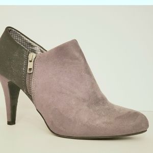 Women's gray suede shimmer ankle boots